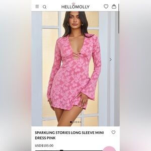 SPARKLING STORIES LONG SLEEVE MINI DRESS PINK